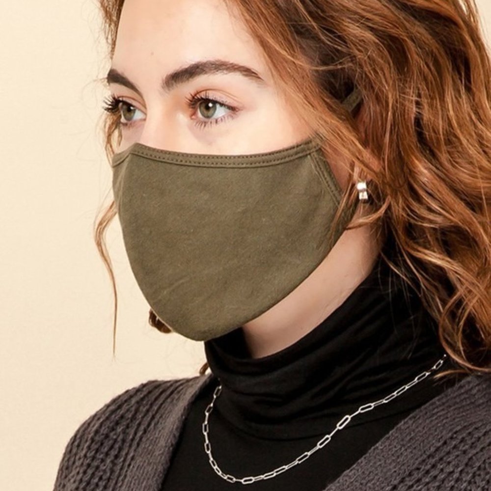 SOLID OLIVE GREEN Adult Size Face Masks